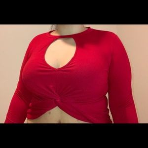 FASHIONNOVA Hole Detail Twist Knot Blouse